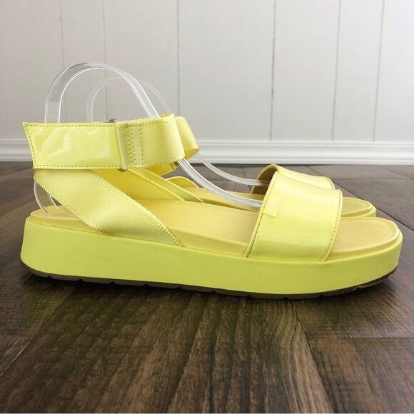 UGG Platform Sandal Ankle Wrap Square Toe Chunky Strappy Lennox Size 11 Yellow - Picture 2 of 15